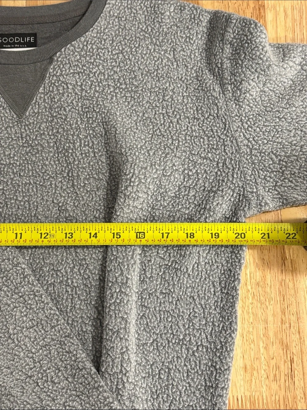 Goodlife Men's Light Gray Sherpa Crewneck Pullover